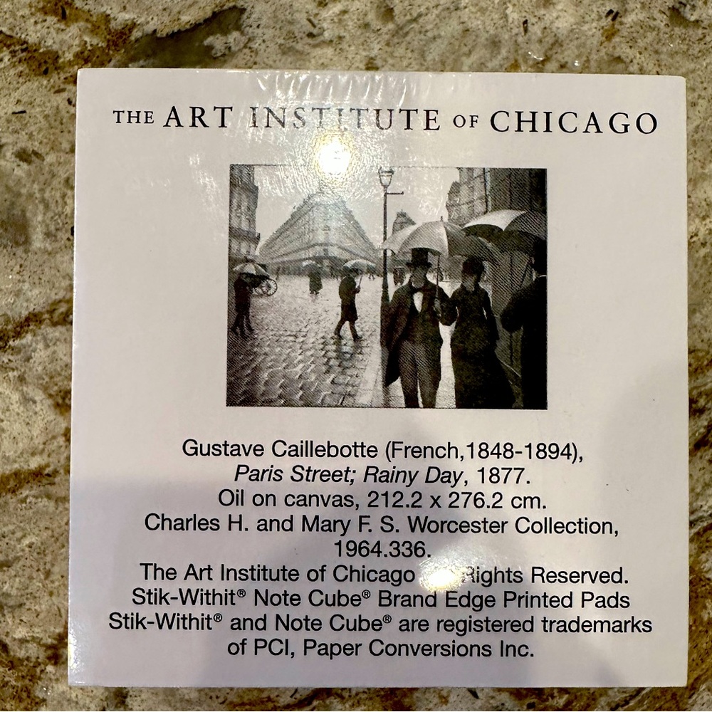 The Art Institute Of Chicago Sticky Note Cube Called Paris Street; Rainy Day